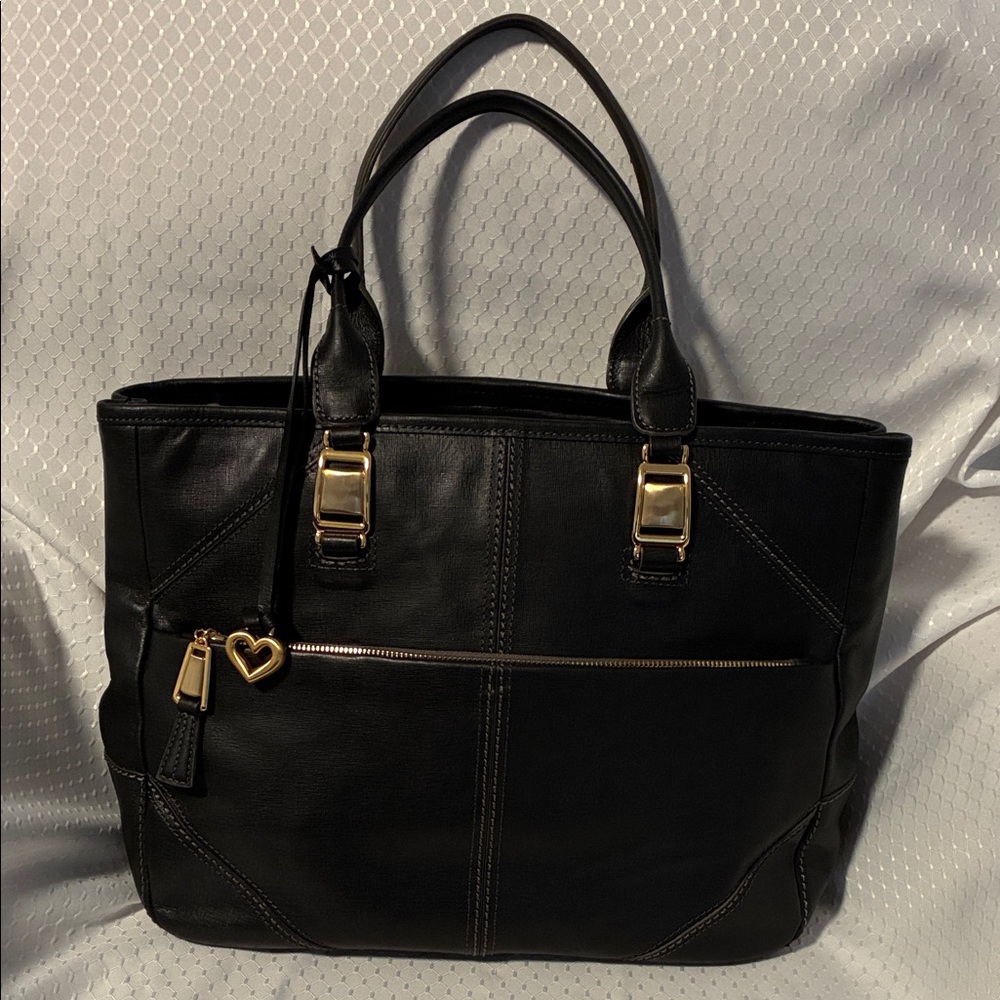 Brighton Collection Black Leather Tote Excellent Condition